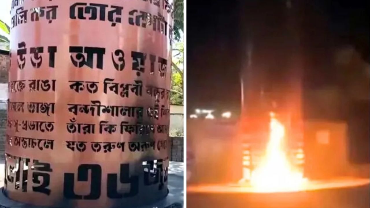 ফেনীতে জুলাই শহীদ স্মৃতিস্তম্ভে আগুন